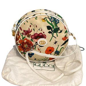 Vintage Gucci Flora Botanical Printed Canvas Shoulder Bag Canteen